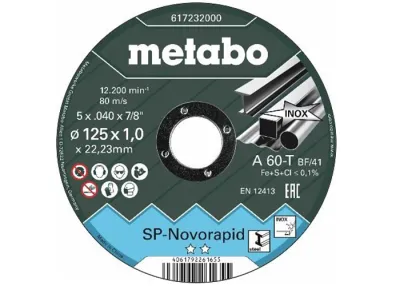 Відрізний диск для нержавіючої сталі METABO 230x1,9 мм, Novorapid SP