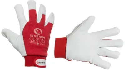 Рукавичка комбінована зі шкіри і тканини INTERTOOL