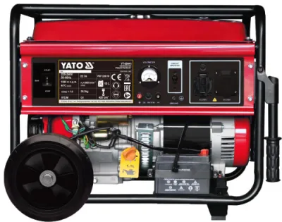 Генератор бензиновий YATO: P= 5 кВт, U= 230V AC і 12V DC, витрата- 2.65 л/г, бак- 25 л